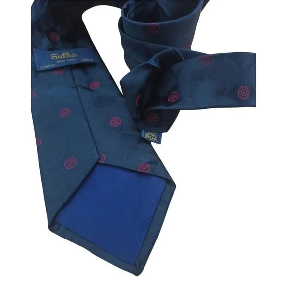 SULKA Blue Geometric Silk Tie FRANCE 58/ 3.4 EC